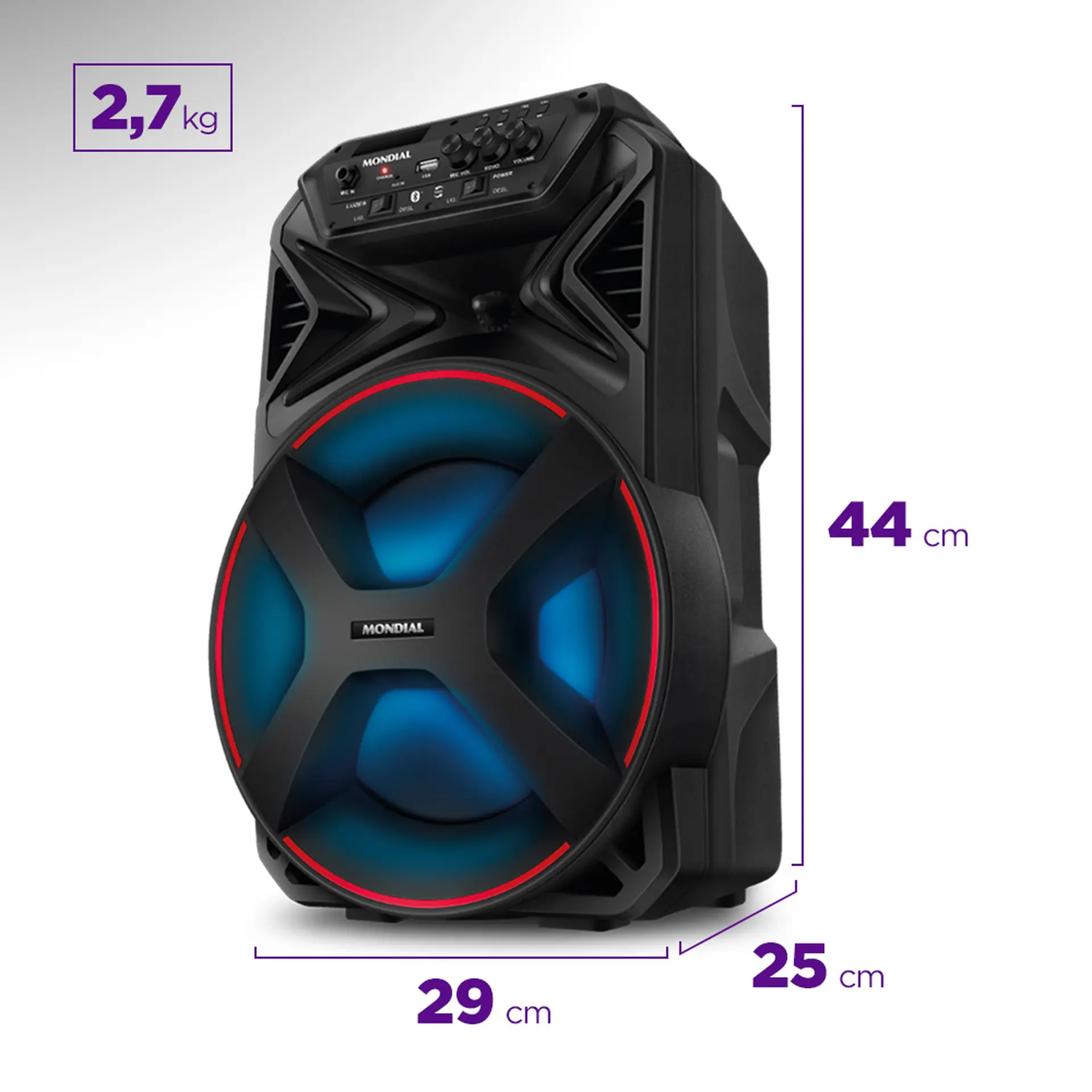 Caixa de Som Amplificada Mondial CM-250 250W RMS Bluetooth