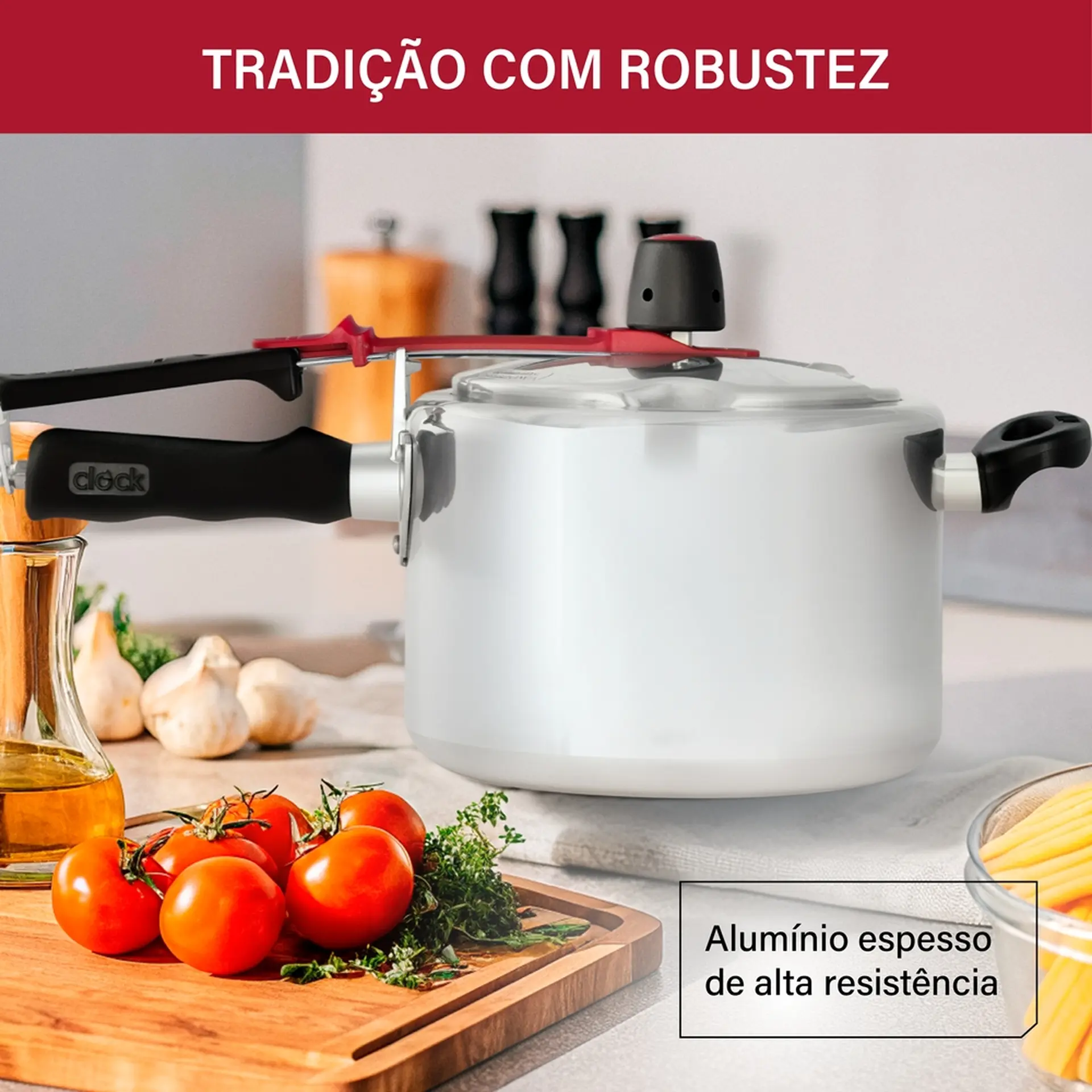 Panela de Pressão Clock Alumínio Polido 4,5L Original