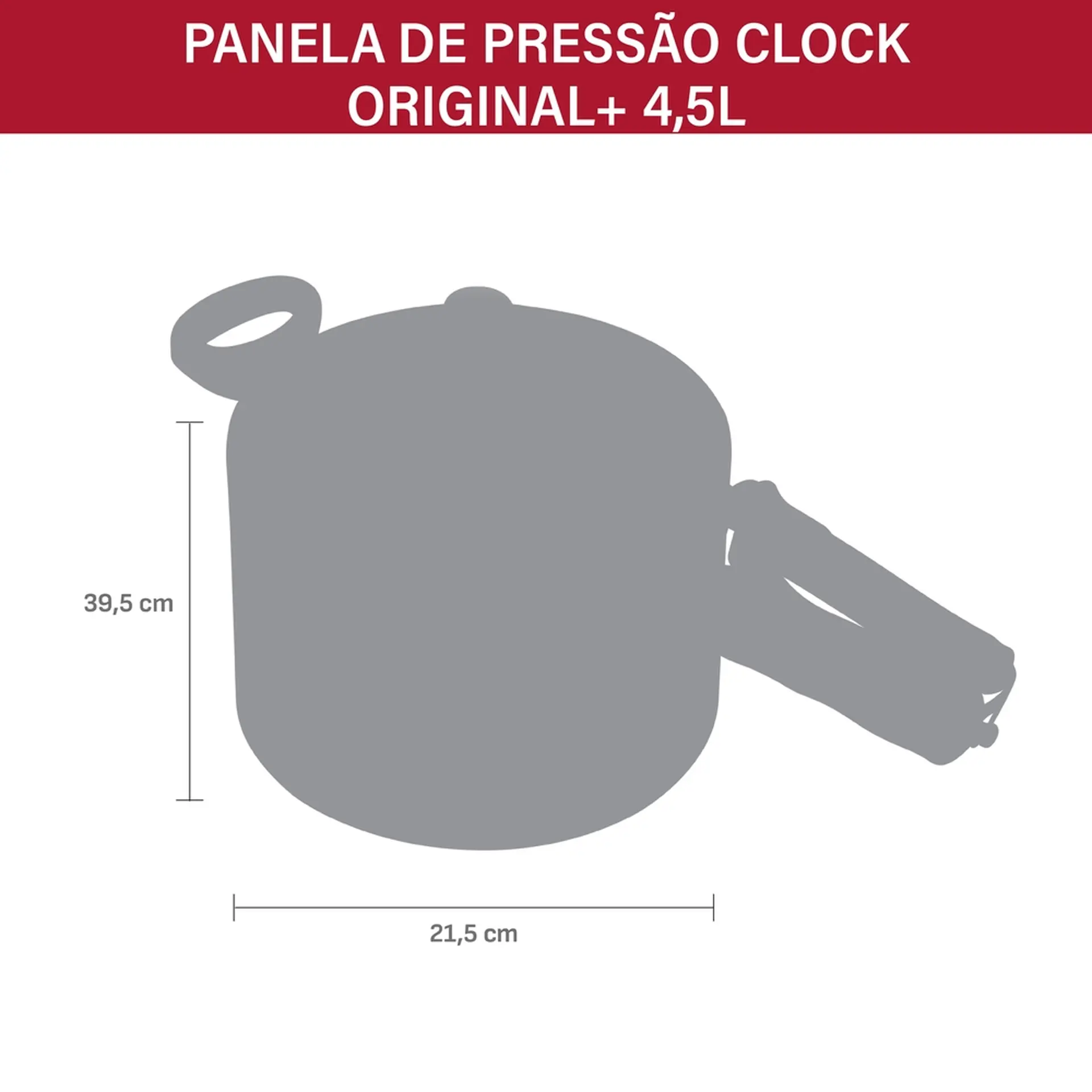 Panela de Pressão Clock Alumínio Polido 4,5L Original