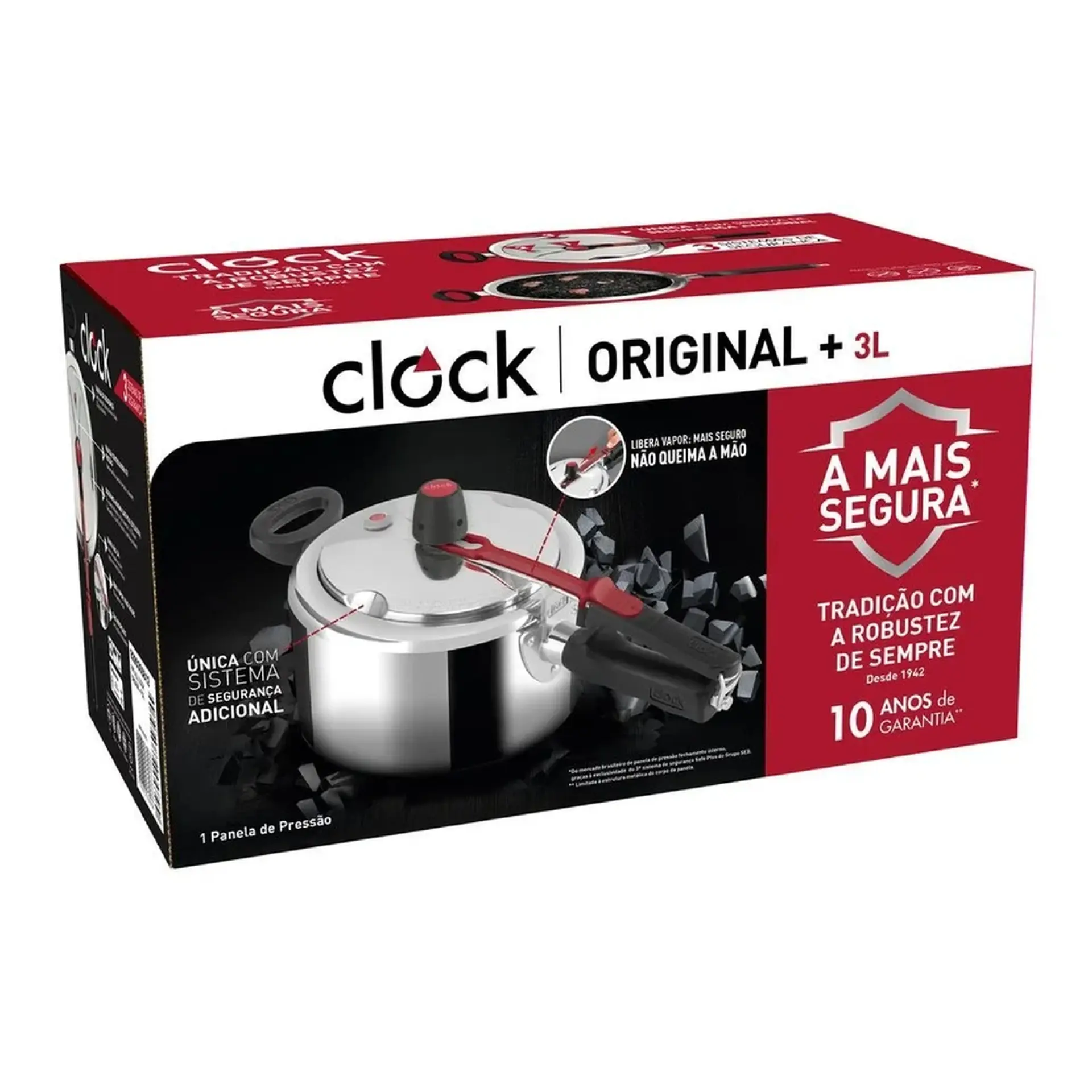 Panela de Pressão Clock Alumínio Polido 4,5L Original