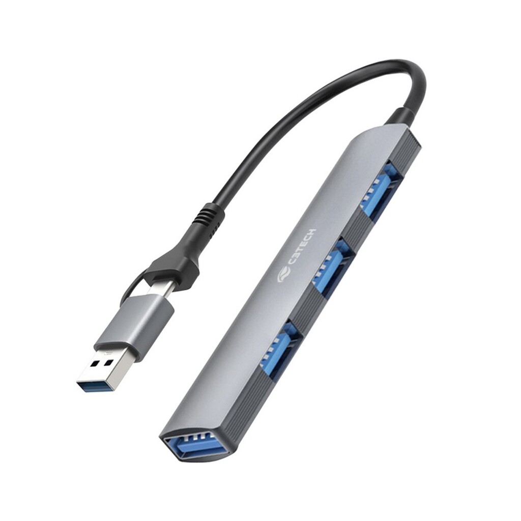 Hub Type-C 3.0 4 Portas com Adaptador Usb C3tech Prata - HU-C500GY