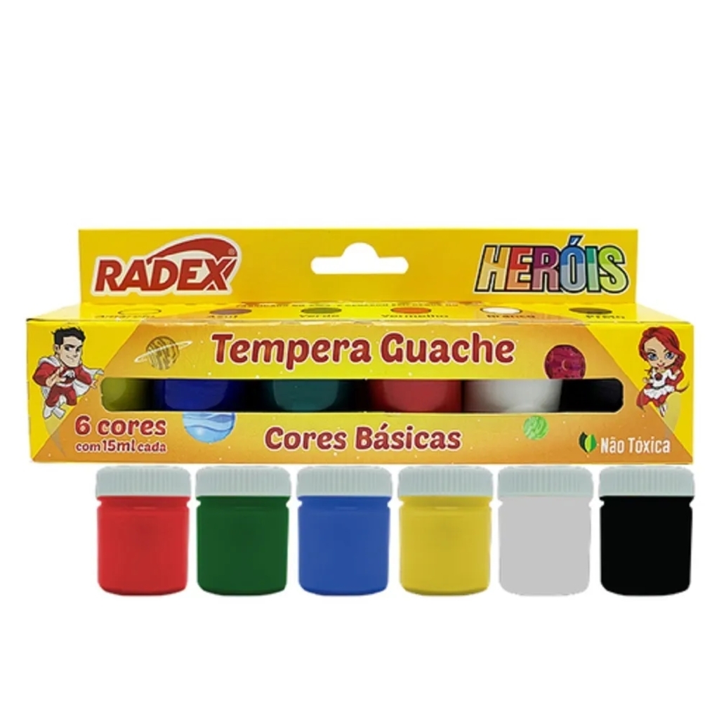 Tinta Guache 6 Cores 15ml Radex - 2564