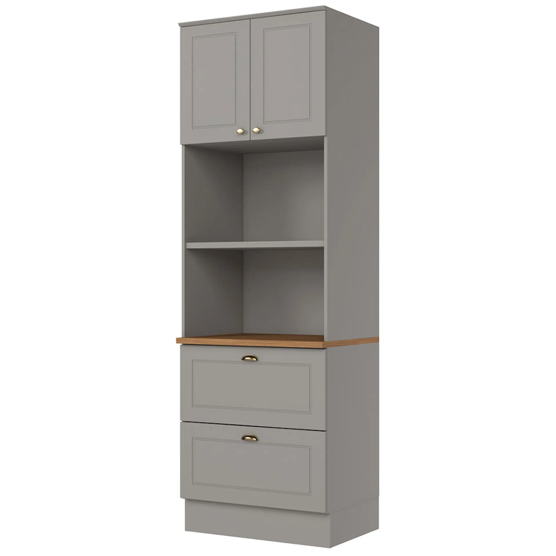 Cozinha Modulada 4 Peças 8 Portas 5 Gavetas Americana Henn - Cinza