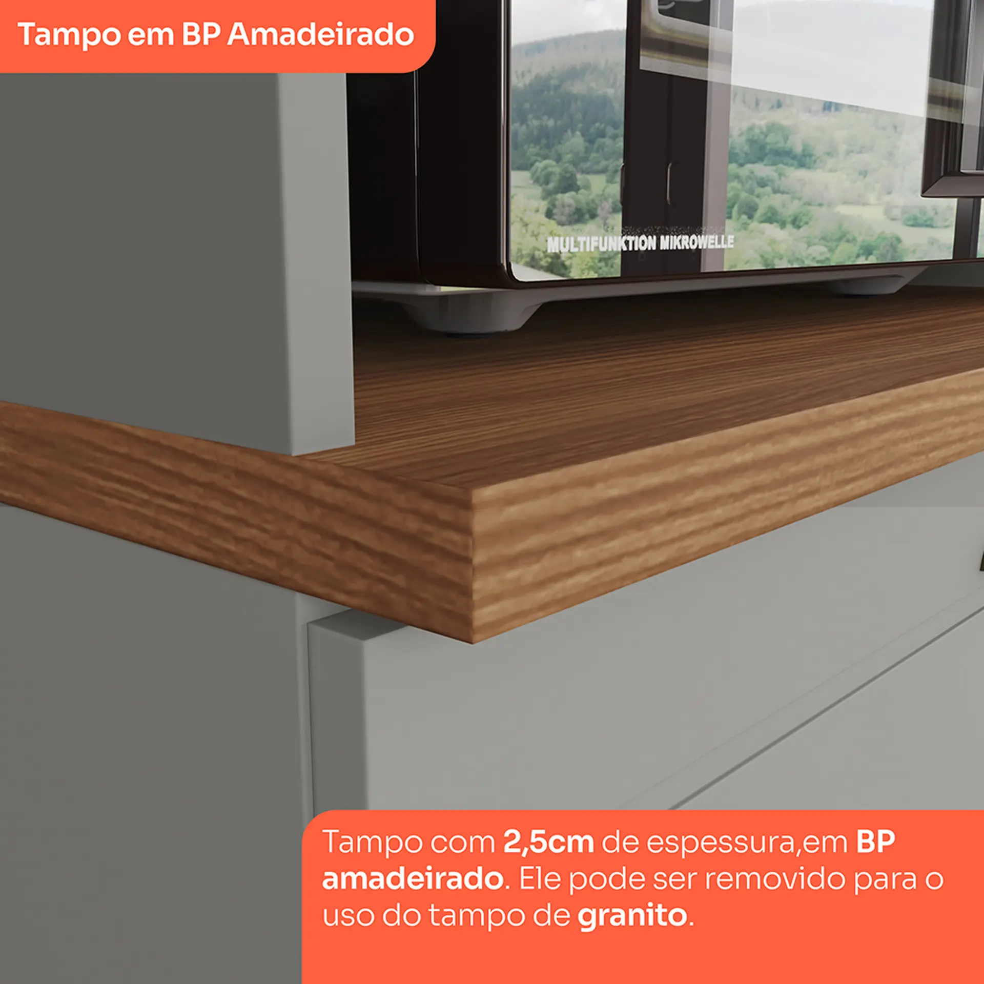 Cozinha Modulada 4 Peças 8 Portas 5 Gavetas Americana Henn - Cinza