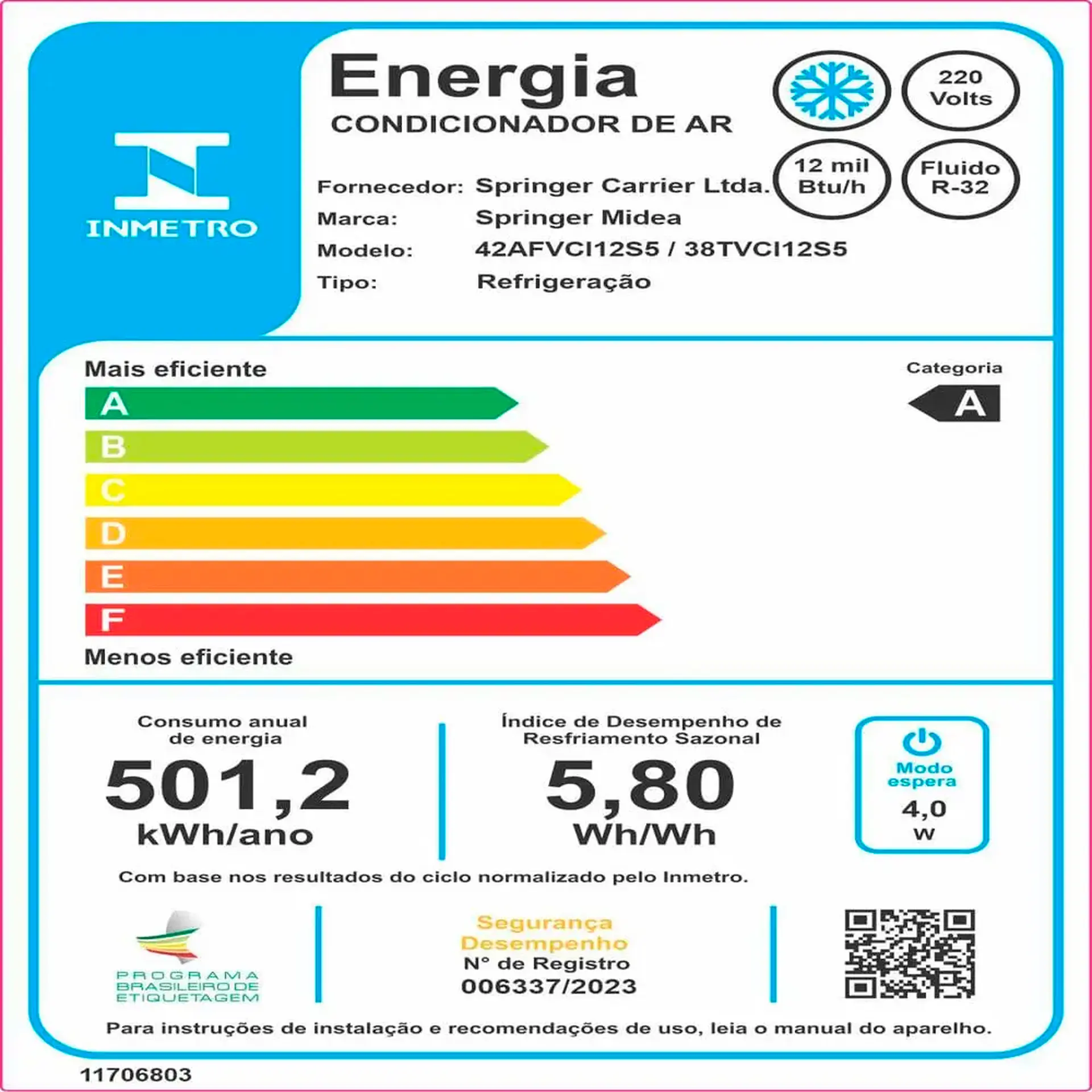 Ar Condicionado Split Inverter AirVolution 12.000 BTUs Springer Midea Frio - 220 Volts