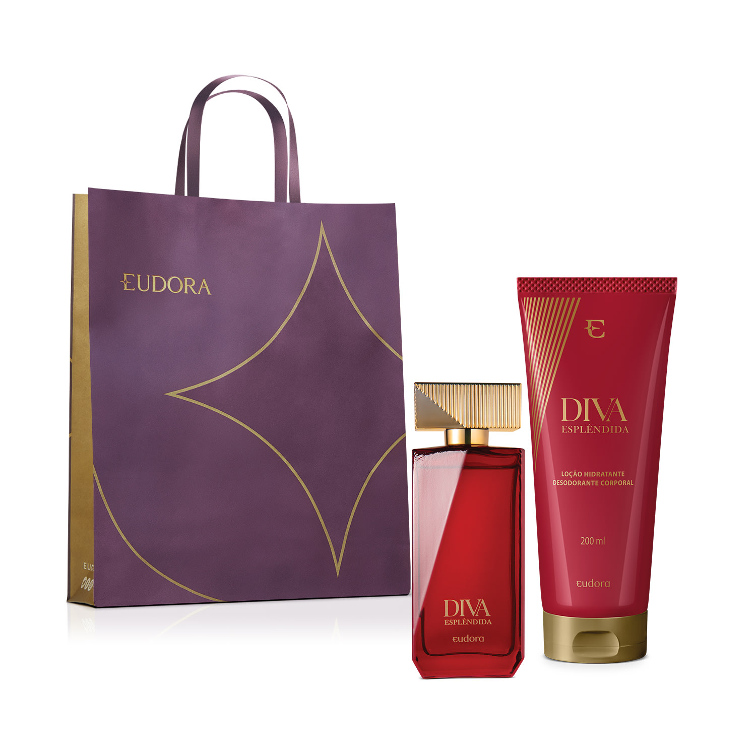 Combo Presente Diva Esplêndida: Desodorante Colônia 100ml + Hidratante Desodorante 200ml + Sacola