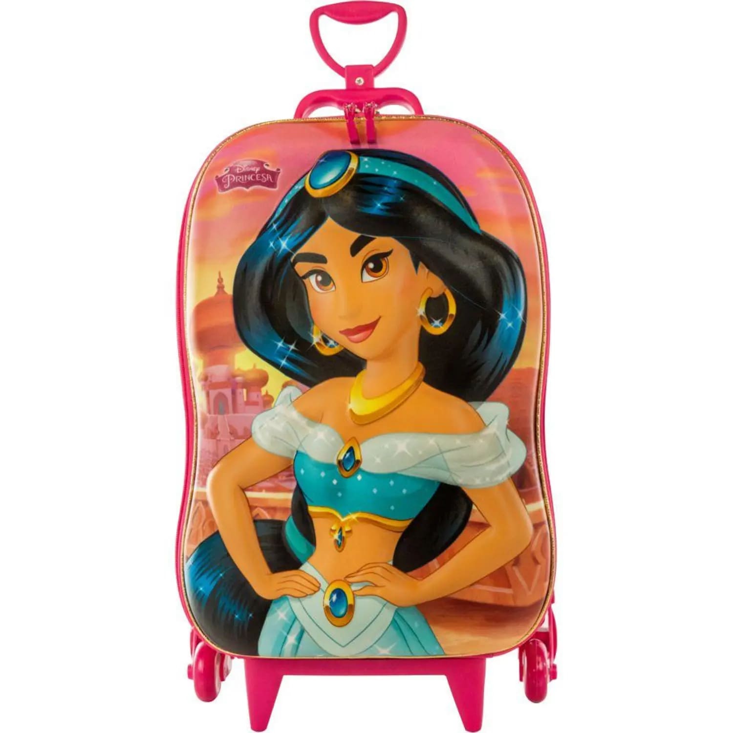Mochila com Rodas Infantil Diplomata Princesa Jasmine Rodinha Tripla Grande