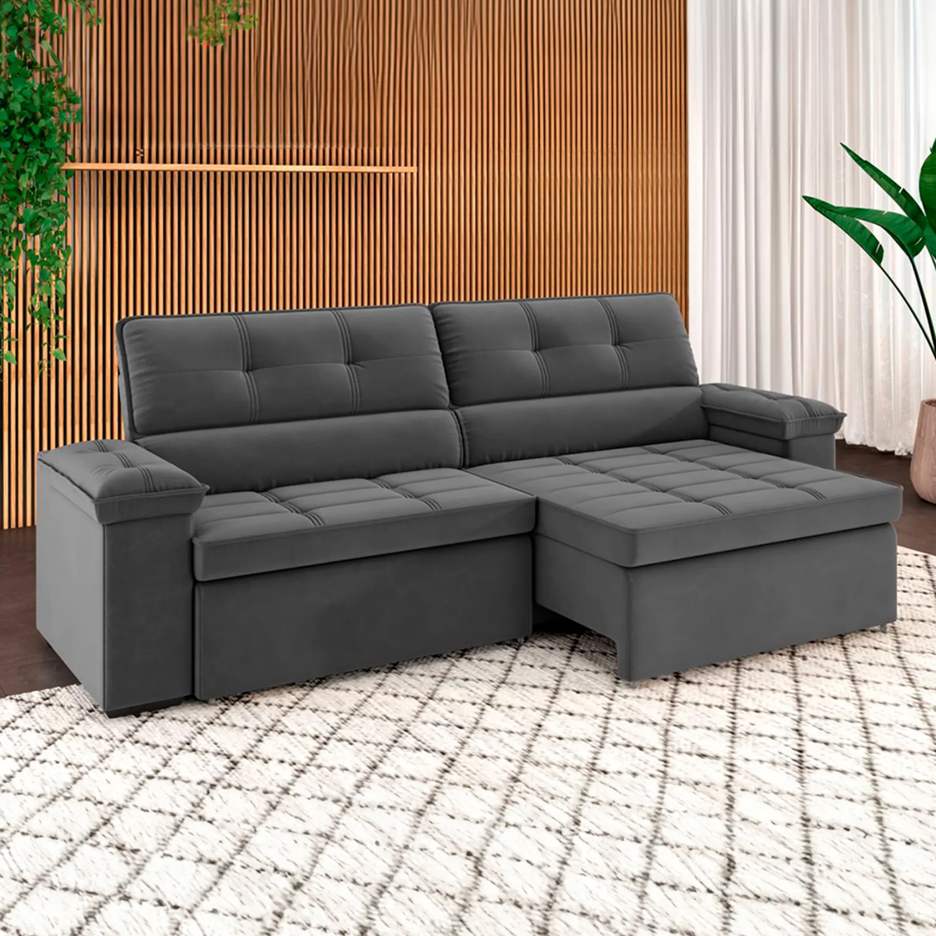 Sofá Retrátil e Reclinável 2 Lugares Cancun Besthouse - Slim Titanium