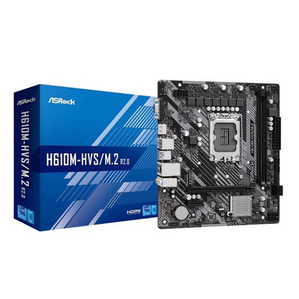 Placa Mãe Asrock H610M-HVS M.2 para Intel LGA-1700-G12 Memória DDR4 Som Vídeo e Rede