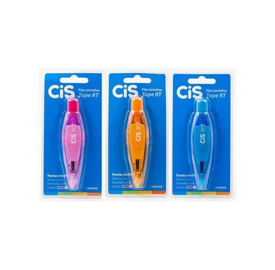 Corretivo Fita CIS Tape RT Ponta Retrátil Unidade Cores Sortidos