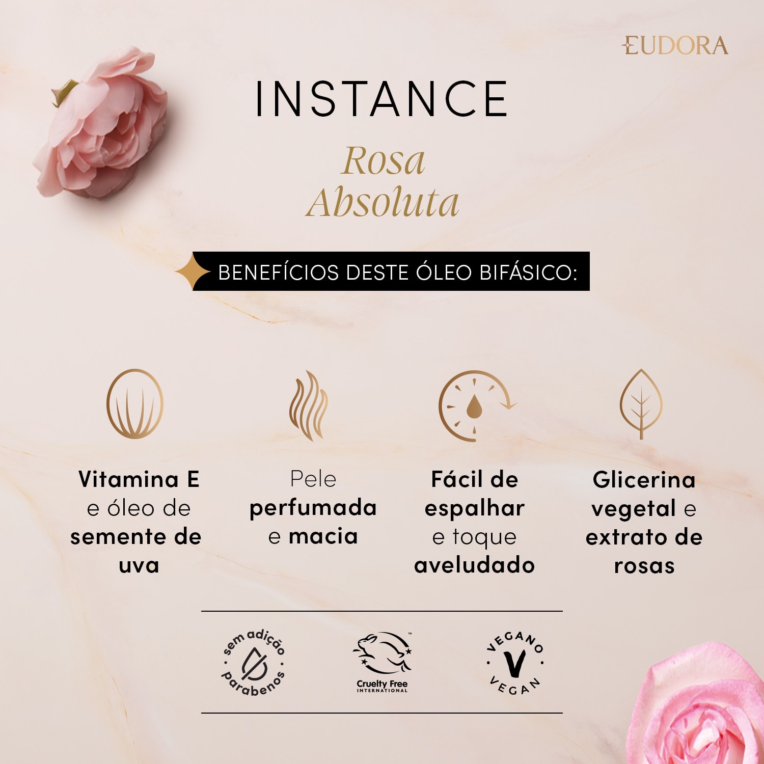 Óleo Bifásico Corporal Instance Rosa Absoluta 200ml