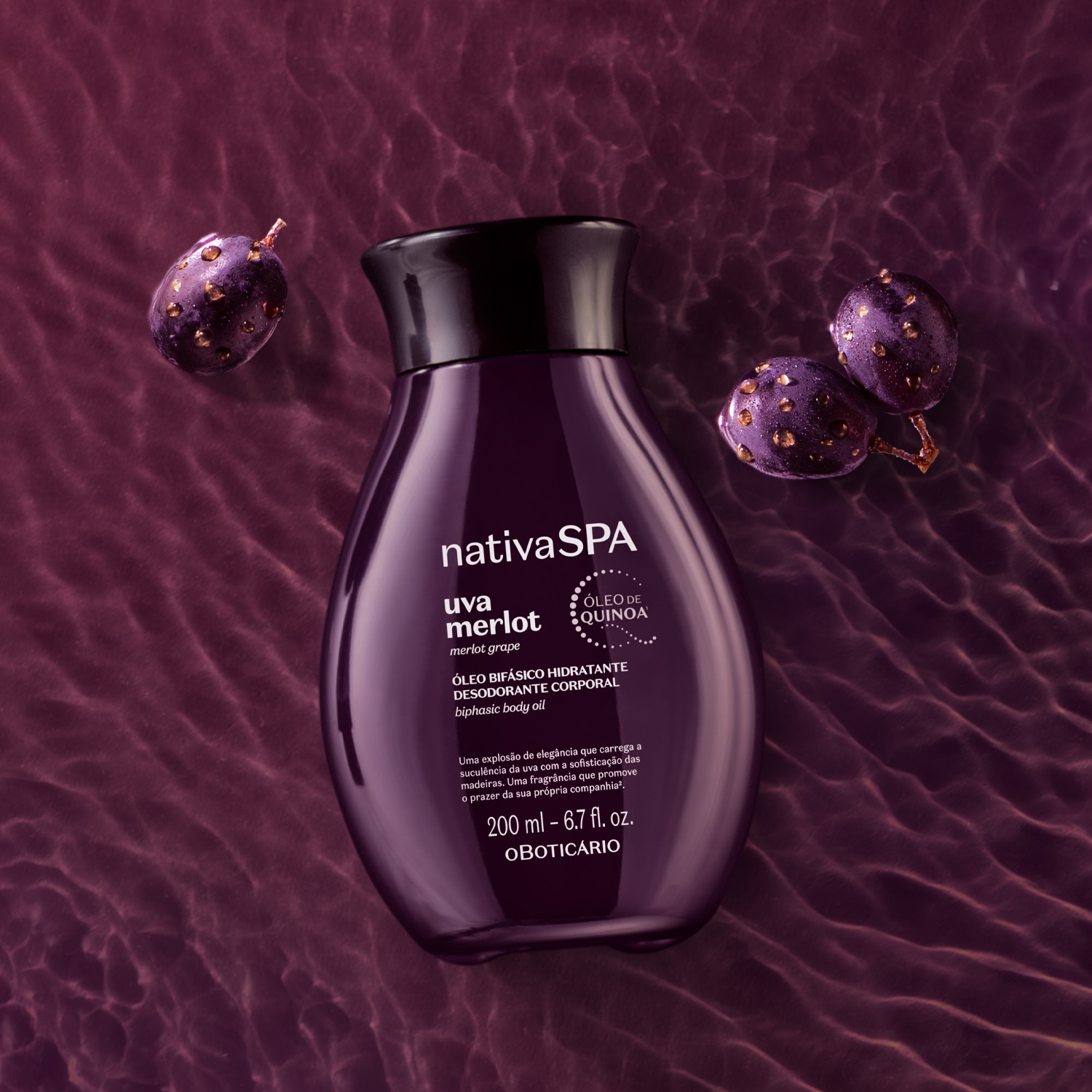 Óleo Bifásico Hidratante Desodorante Corporal Nativa Spa Uva Merlot 200ml